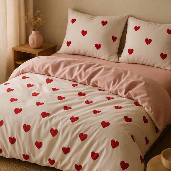 Różowa pościel jednoosobowa z prześcieradłem/3-częściowa 160x220 cm Red Heart – Mila Home
