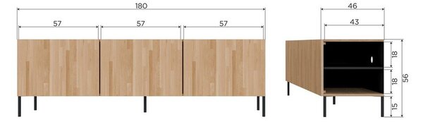 Brązowa szafka pod TV z litego drewna sosnowego 180x56x46 cm Bono – WOOOD