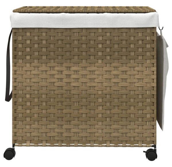 Kosz na pranie z kółkami, 60x35x60,5 cm, rattan
