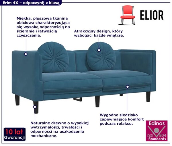 Sofa 2-osobowa z poduszkami niebieska C5-H64