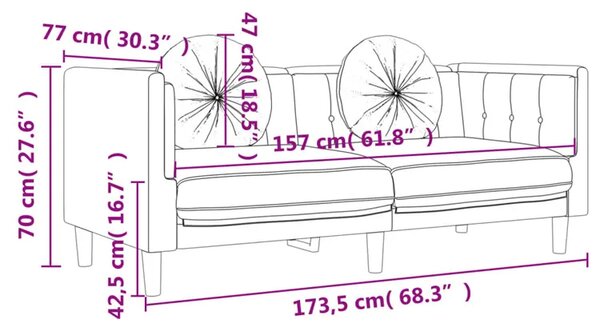 Sofa 2-osobowa z poduszkami niebieska C5-H64