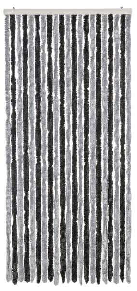 Zasłona przeciwko owadom, szaro-czarna, 90x220 cm, szenilowa