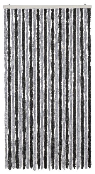 Zasłona przeciwko owadom, szaro-czarna, 100x200 cm, szenilowa