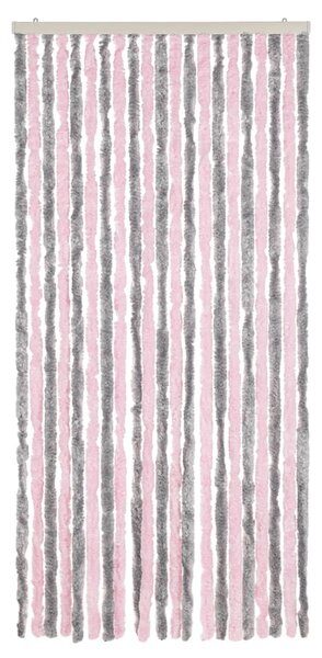 Zasłona przeciwko owadom, srebrno-różowa, 90x200 cm, szenil