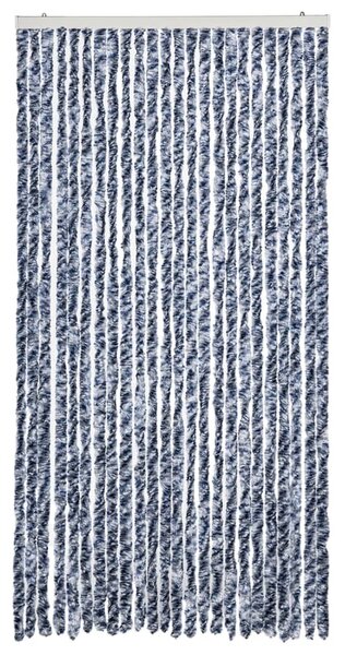 Zasłona przeciwko owadom, niebiesko-biała, 100x230 cm, szenil