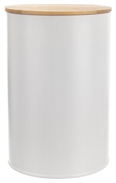Pojemnik na żywność metalowy biały z bambusową pokrywką WHITELINE 800 ML