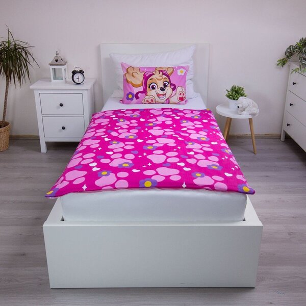 Różowa bawełniana pościel dziecięca do łóżeczka 100x135 cm Paw Patrol "Pawsome friendships grow" – Jerry Fabrics