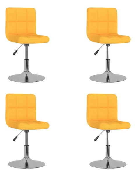 Obrotowe krzesła stołowe, 4 szt., żółte, obite tkaniną
