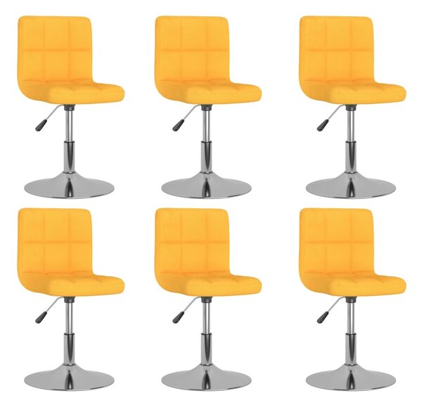 Obrotowe krzesła stołowe, 6 szt., żółte, obite tkaniną