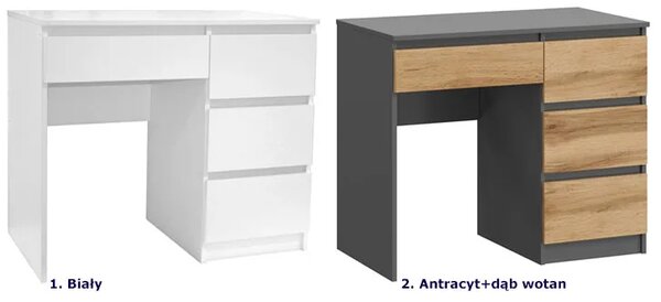 Biurko Komputerowe Z 4 Szufladami Antracyt + Dąb Wotan N2-A05