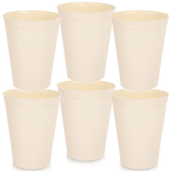 Kubki plastikowe kremowe SANDY 300 ML 6 szt