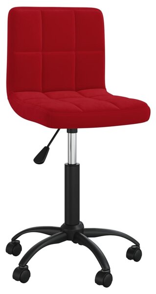 Obrotowe krzesło stołowe, winna czerwień, obite aksamitem
