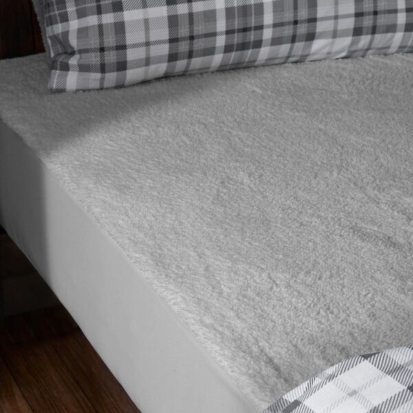 Szare prześcieradło z mikropluszu z gumką 90x190 cm Thermal Sherpa – Catherine Lansfield