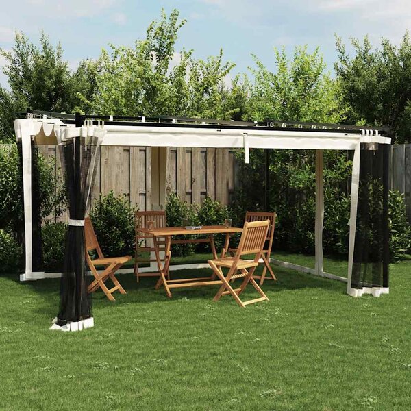 Altanka ze ścianami z siatki, kremowa, 4x3 m, stal