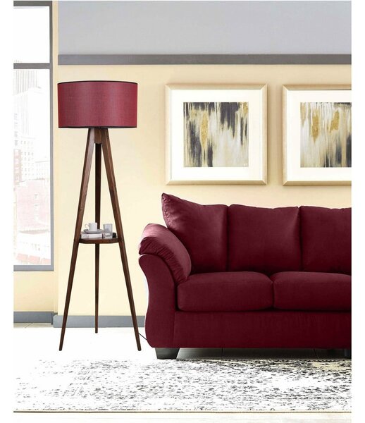 Czerwono-brązowa lampa stojąca z tekstylnym kloszem (wysokość 153 cm) Sehbalı Tripod – Opviq lights