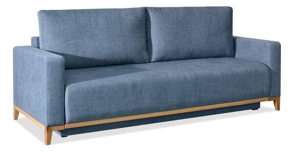 Modna kanapa do salonu stockholm jeansowa rozkładana z dostawianym szezlongiem