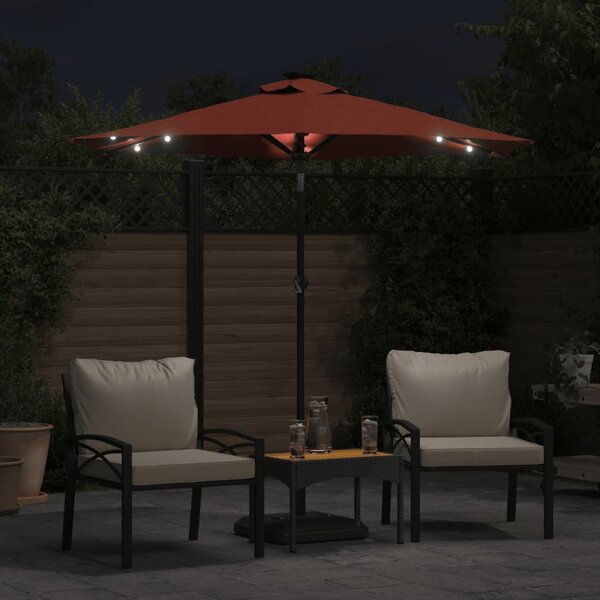 Parasol ogrodowy LED, stalowy słupek, terakota, 225x225x212 cm