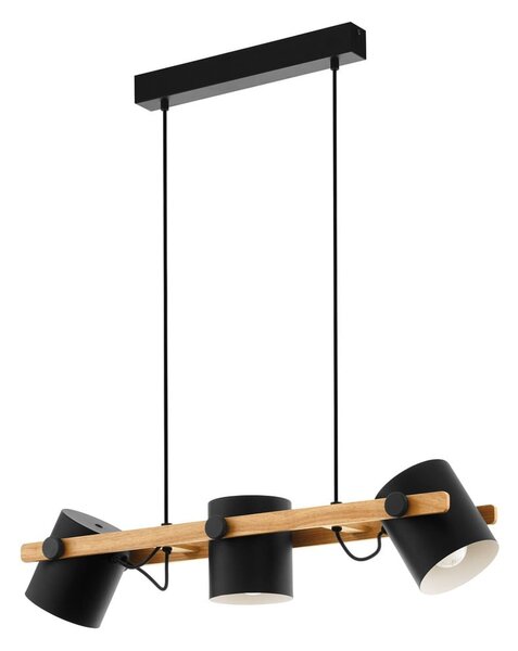 Lampa wisząca z metalowym kloszem w czarno-naturalnym kolorze HORNWOOD – EGLO