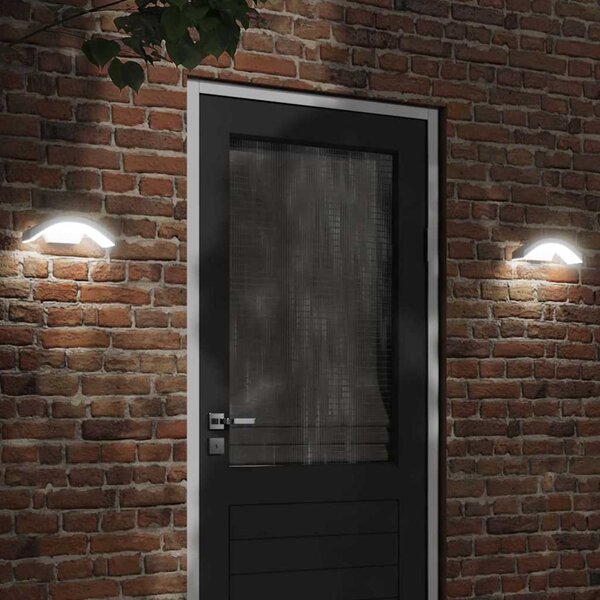 Zewnętrzne kinkiety LED z czujnikami, 2 szt., białe, aluminium