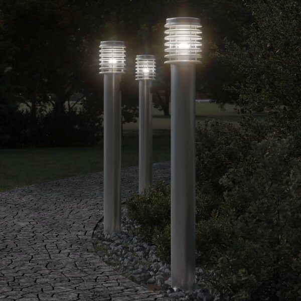 Lampa ogrodowa na słupku, srebrna, 100 cm, stal nierdzewna