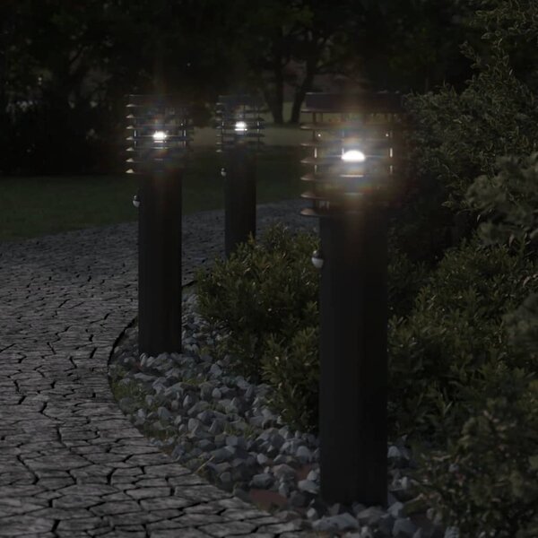 Lampa ogrodowa na słupku, z czujnikiem, czarna, 60 cm, stal