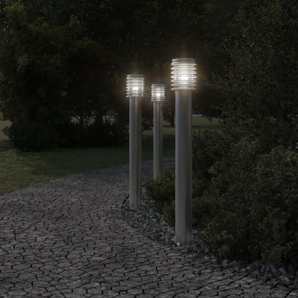 Lampa ogrodowa na słupku, srebrna, 100 cm, stal nierdzewna