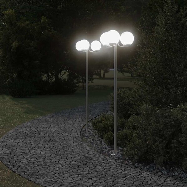 Stojące lampy ogrodowe, 2 szt, srebrne, 215 cm, stal nierdzewna