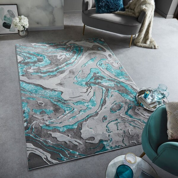 Szaro-turkusowy dywan 80x150 cm Marbled – Flair Rugs