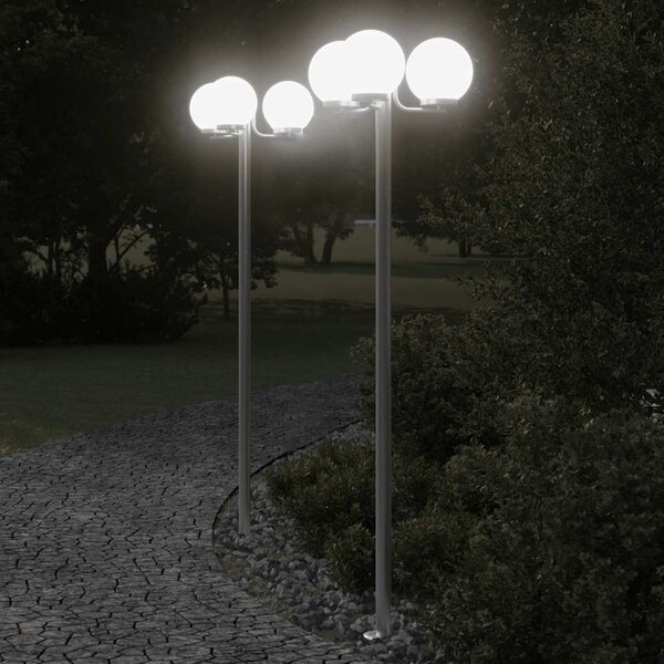 Stojące lampy ogrodowe, 2 szt, srebrne, 215 cm, stal nierdzewna