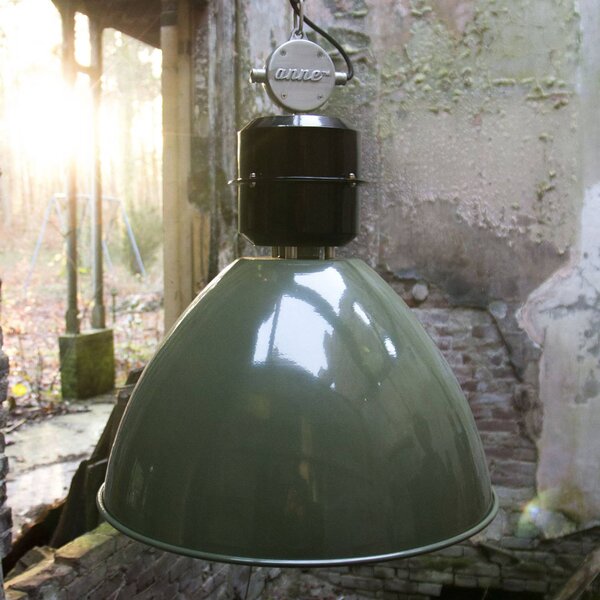 Steinhauer Lampa wisząca Frisk, możliwość ściemniania, zielony, salon / jadalnia, metal, industrialny