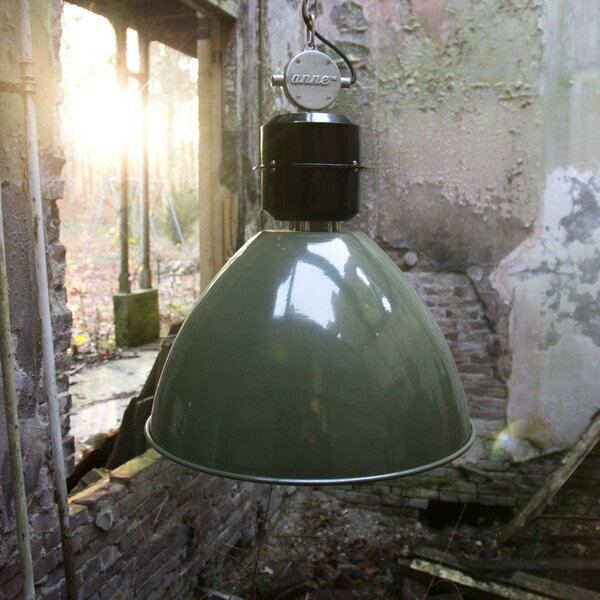 Steinhauer Lampa wisząca Frisk, możliwość ściemniania, zielony, salon / jadalnia, metal, industrialny
