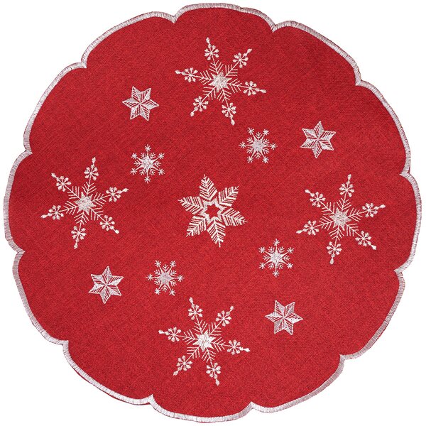 Obrus świąteczny Gwiazdki czerwony, śred. 35 cm