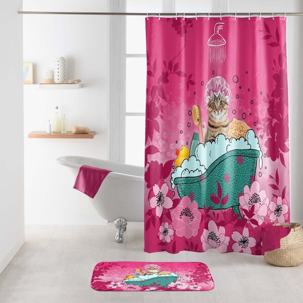 Różowy dywanik łazienkowy 45x75 cm Chatibulle – douceur d'intérieur