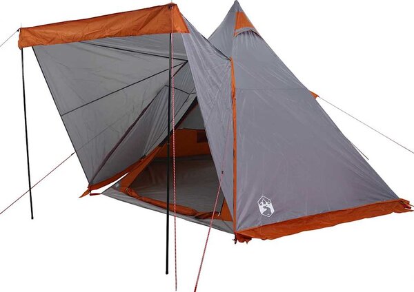 Namiot rodzinny tipi, 6-os., szaro-pomarańczowy, wodoszczelny