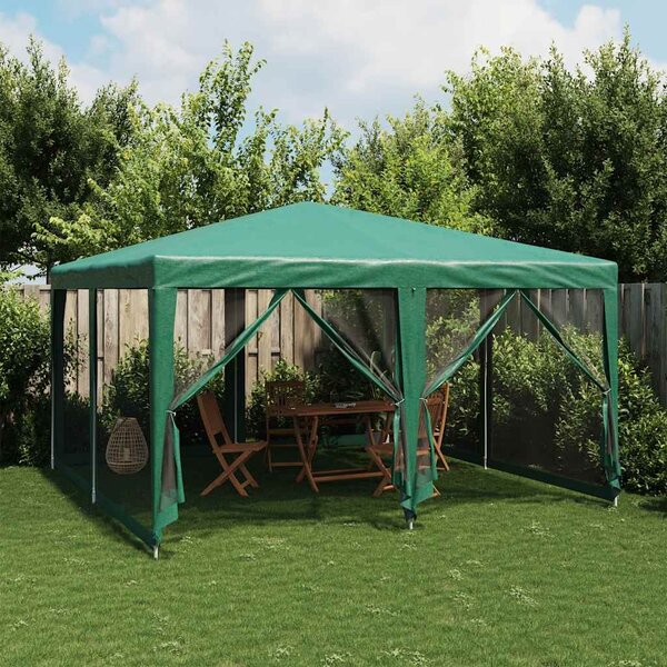 Namiot imprezowy z 8 ścianami z siatki, zielony, 4x4 m, HDPE