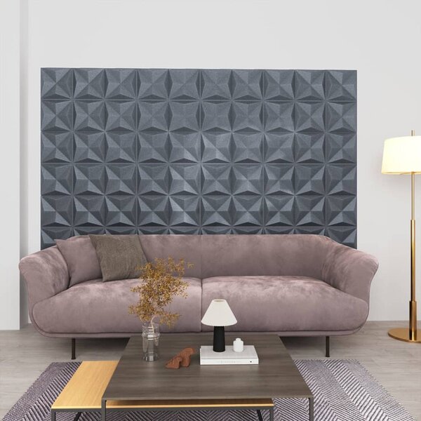 Panele ścienne 3D, 24 szt., 50x50 cm, szary origami, 6 m²