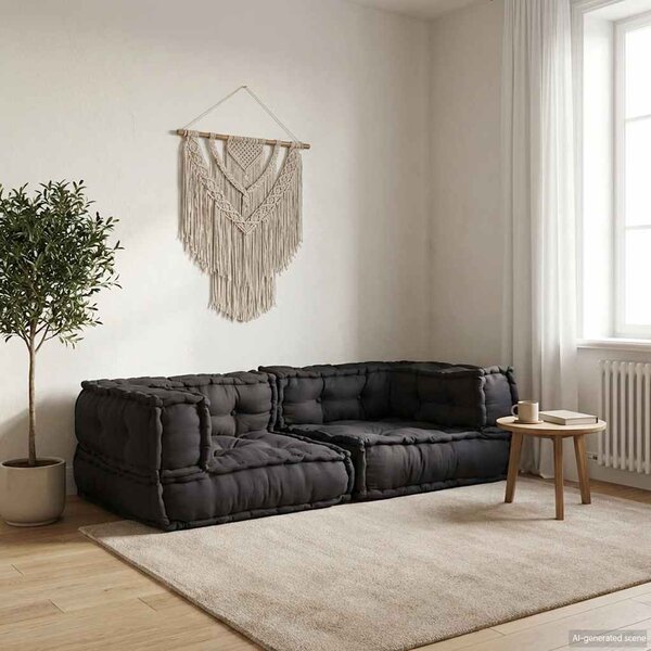 2-osobowa sofa modułowa, antracytowa, 140x70x36, tkanina