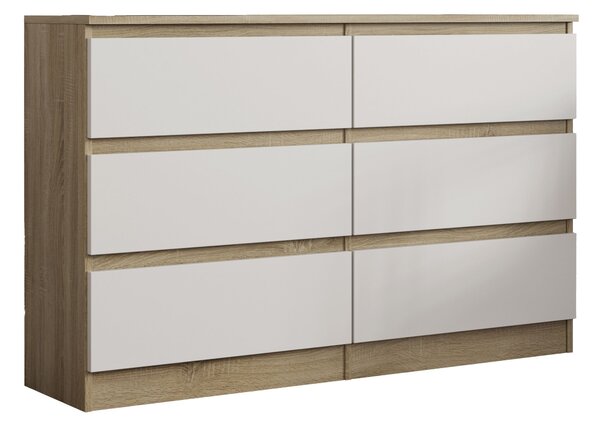Komoda ALLEGRA 120 cm do Salonu Sypialni 6 Szuflad Dąb sonoma