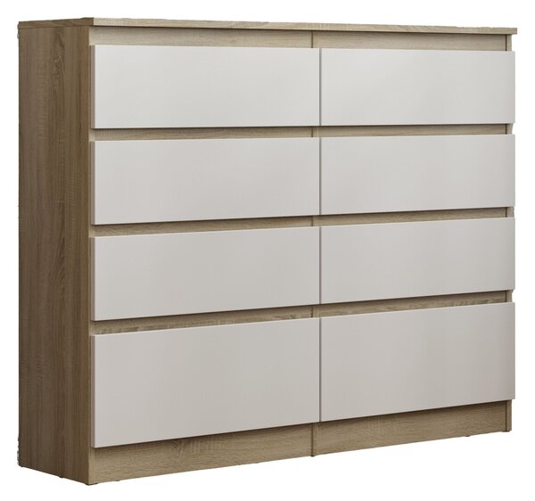 Komoda ADRIANO 120 cm do Salonu Sypialni 8 Szuflad Dąb sonoma