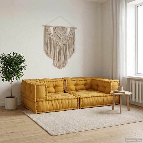 2-osobowa sofa modułowa, żółty, 140x70x36, tkanina