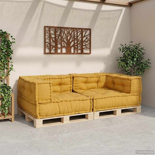 2-osobowa sofa modułowa, żółty, 140x70x36, tkanina