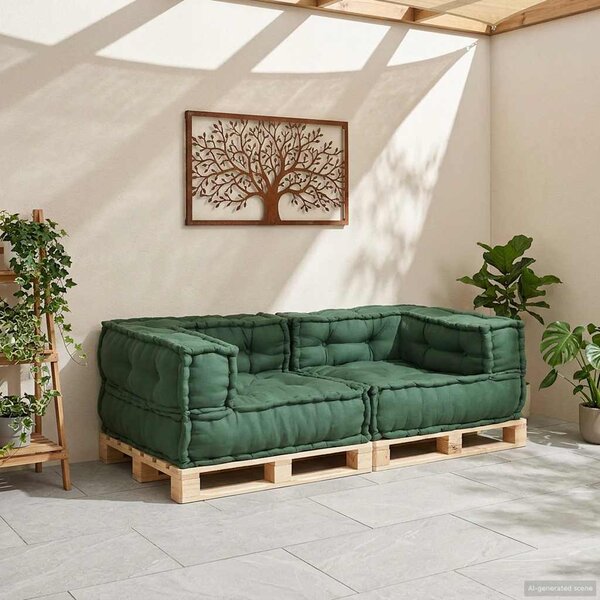 2-osobowa sofa modułowa, zielony, 140x70x36, tkanina