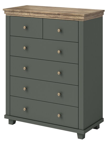 Komoda EVOLETTA 90 cm do Salonu Sypialni 6 Szuflad Zieleń