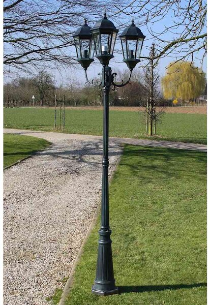 Stojąca lampa ogrodowa 3-ramienna, 230 cm, ciemnozielona/czarna