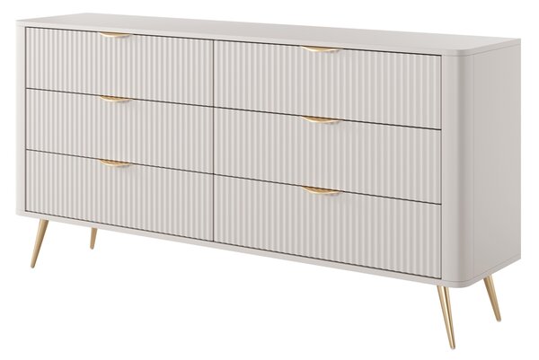 Komoda LANTANA 163 cm do Salonu Sypialni 6 Szuflad Odcienie beżu