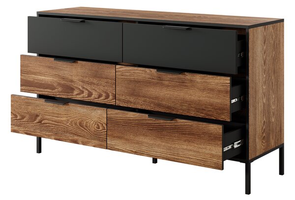 Komoda MILANO 137 cm do Salonu Sypialni 6 Szuflad Odcienie brązu