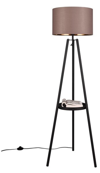 Czarna lampa stojąca z półką (wys. 152 cm) Colette – Reality