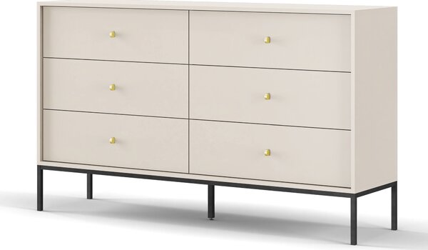 Komoda MONDO 154 cm do Salonu Sypialni 6 Szuflad Odcienie beżu