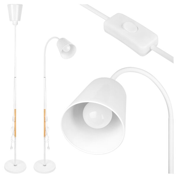 Lampa podłogowa MASTERLED Koko E27 LED 145cm regulowana stojąca biała drewno