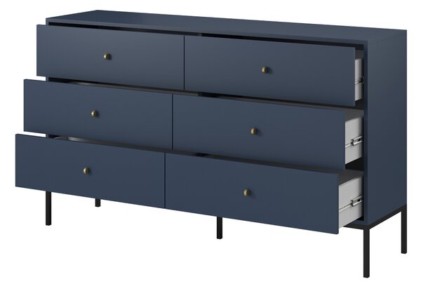 Komoda MONDO 154 cm do Salonu Sypialni 6 Szuflad Odcienie granatowego